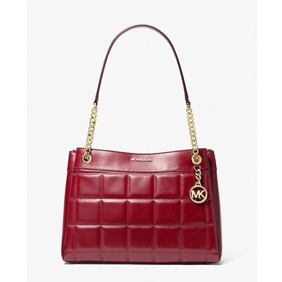 Michael kors Women's Susan Medium Quilted Leather Tote Bag Gold Tone Hardware - Picture 1 of 3